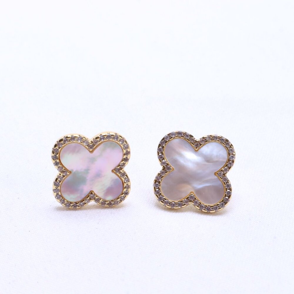 Rivka Friedman Gold Tone Mother of Pearl Stud Earrings $70 NWOT
